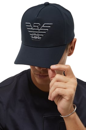 Baseball Cap with Embroidered Oversized Eagle
